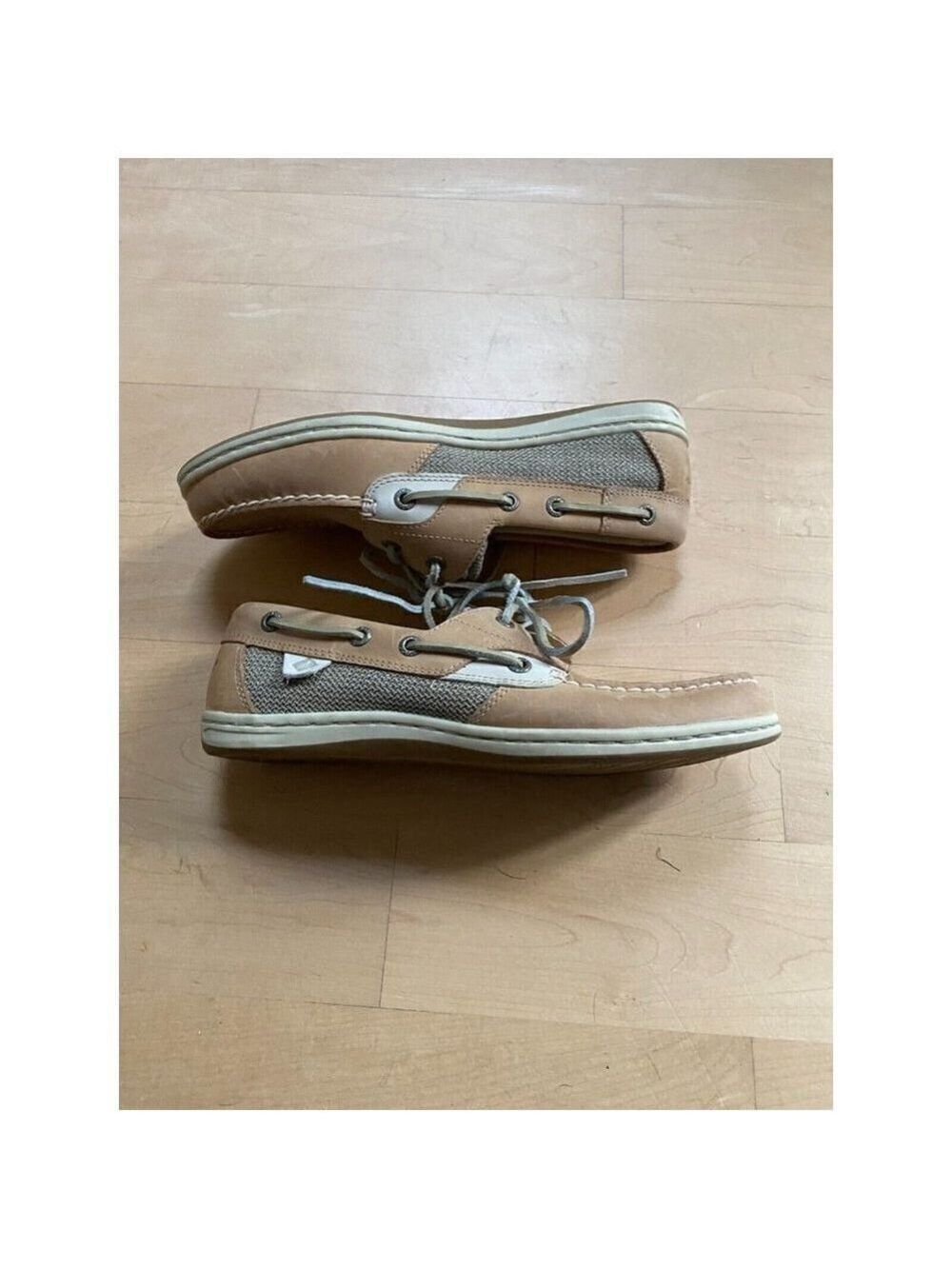 SPERRY BNWT Women boat shoe "songfish" canvas linen oat - Picture 3 of 9